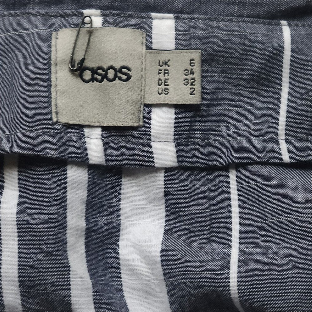 ASOS Blue White Striped Cotton Button Front Midi Dress Nautical Size 2 NWOT - Picture 6 of 8